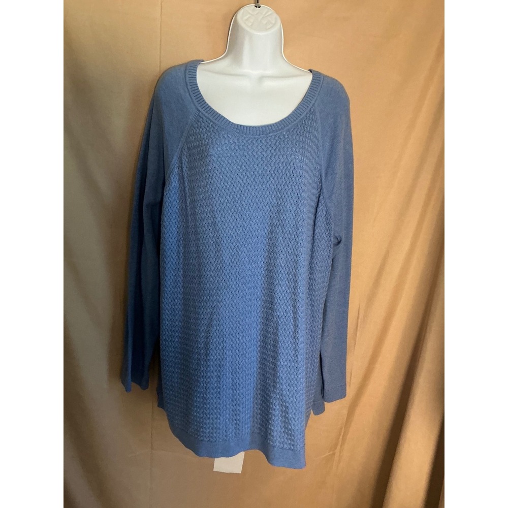 Sonoma Sweater Woman 3X Blue Excellent Mixed Knit Textured Long Sleeve Pullover